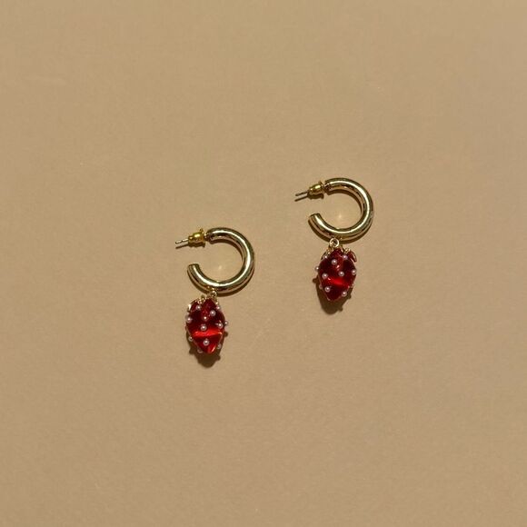 Strawberry hoop earrings #1269 - Picture 2 of 5
